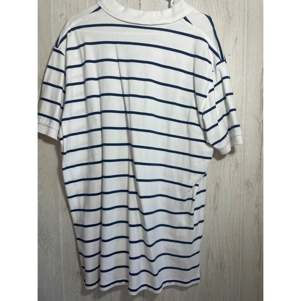 POLO by Ralph Lauren, Men's Short Sleeve  Shirt, White‎ and Blue Striped, Large